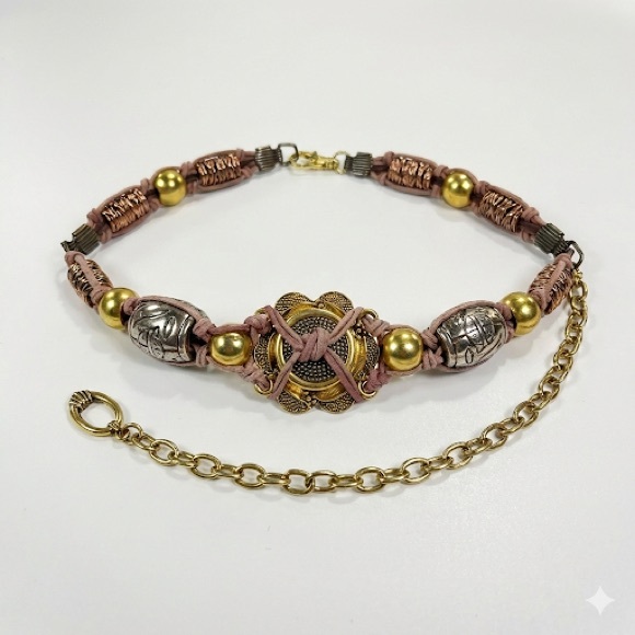 Vintage Scarab Boho Chain Belt Adjustable S/M